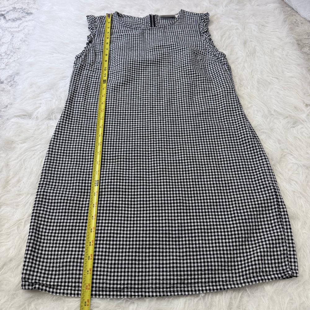 Cynthia Rowley Black White Gingham Linen Blend Ruffle Shift Dress Womens 6 - Picture 7 of 7